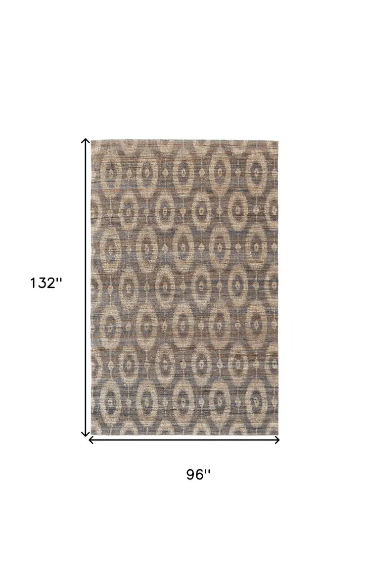 8' X 11' Taupe and Tan Geometric Hand Woven Area Rug