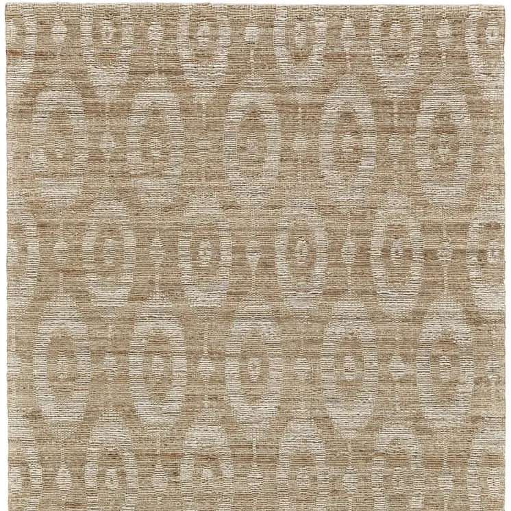 5' X 8' Tan and Ivory Geometric Hand Woven Area Rug