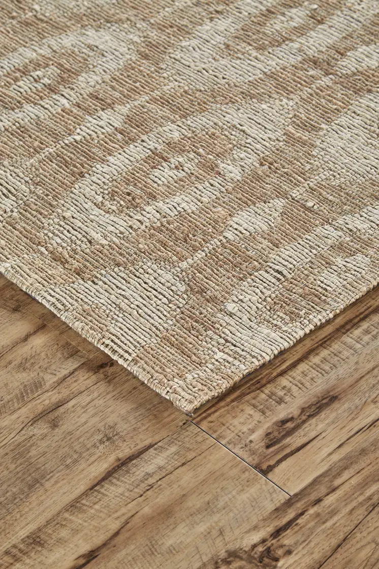 5' X 8' Tan and Ivory Geometric Hand Woven Area Rug