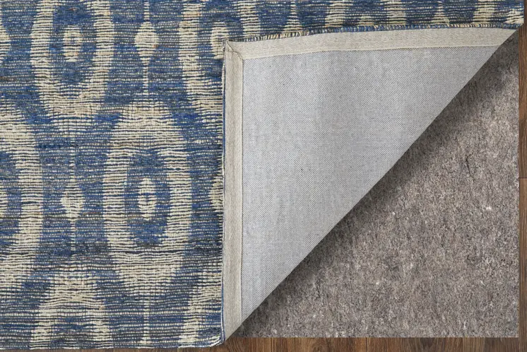 8' X 11' Blue and Tan Geometric Hand Woven Area Rug
