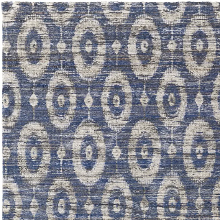 8' X 11' Blue and Tan Geometric Hand Woven Area Rug