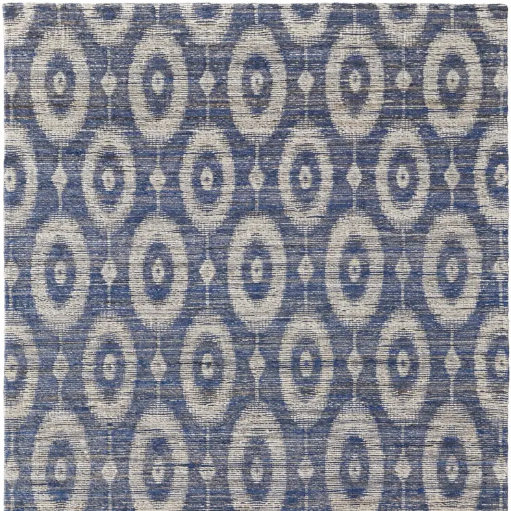 8' X 11' Blue and Tan Geometric Hand Woven Area Rug