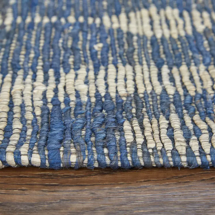 8' X 11' Blue and Tan Geometric Hand Woven Area Rug