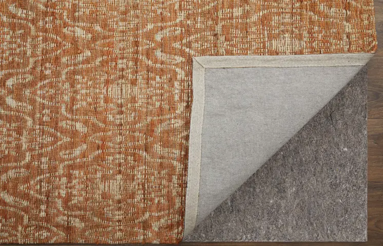 5' X 8' Orange and Tan Geometric Hand Woven Area Rug