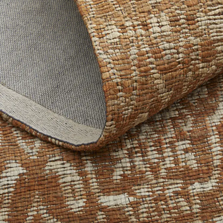 5' X 8' Orange and Tan Geometric Hand Woven Area Rug