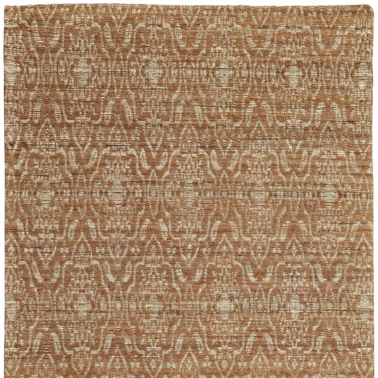5' X 8' Orange and Tan Geometric Hand Woven Area Rug