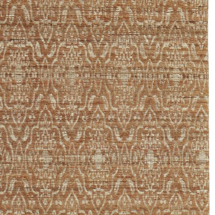 5' X 8' Orange and Tan Geometric Hand Woven Area Rug
