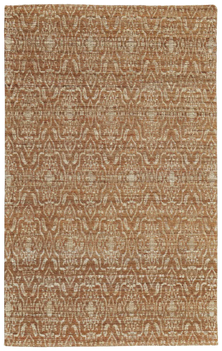 5' X 8' Orange and Tan Geometric Hand Woven Area Rug