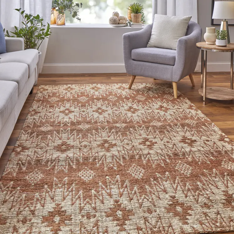 8' X 11' Tan and Gray Geometric Hand Woven Area Rug