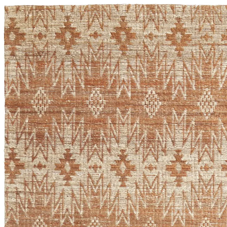 5' X 8' Orange and Tan Geometric Hand Woven Area Rug