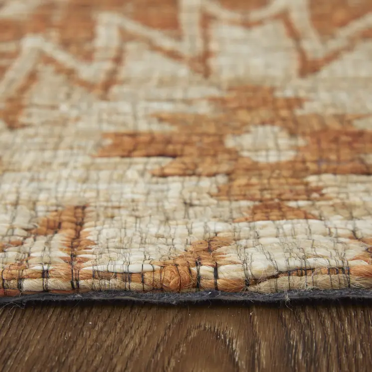8' X 11' Orange and Tan Geometric Hand Woven Area Rug