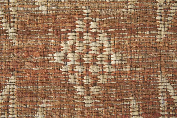 8' X 11' Orange and Tan Geometric Hand Woven Area Rug