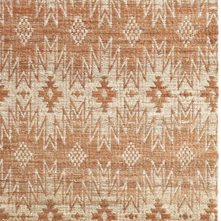 8' X 11' Orange and Tan Geometric Hand Woven Area Rug
