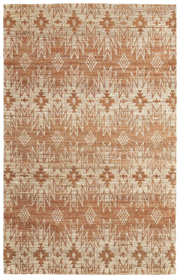 8' X 11' Orange and Tan Geometric Hand Woven Area Rug
