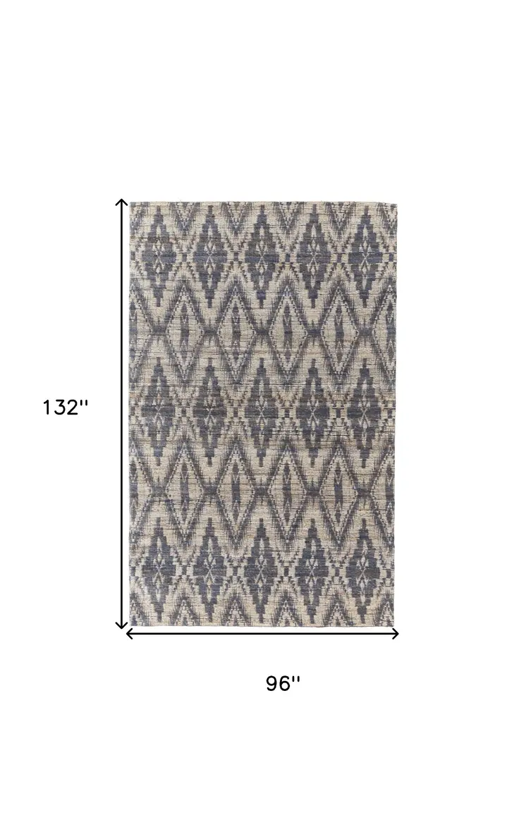 8' X 11' Tan and Gray Geometric Hand Woven Area Rug