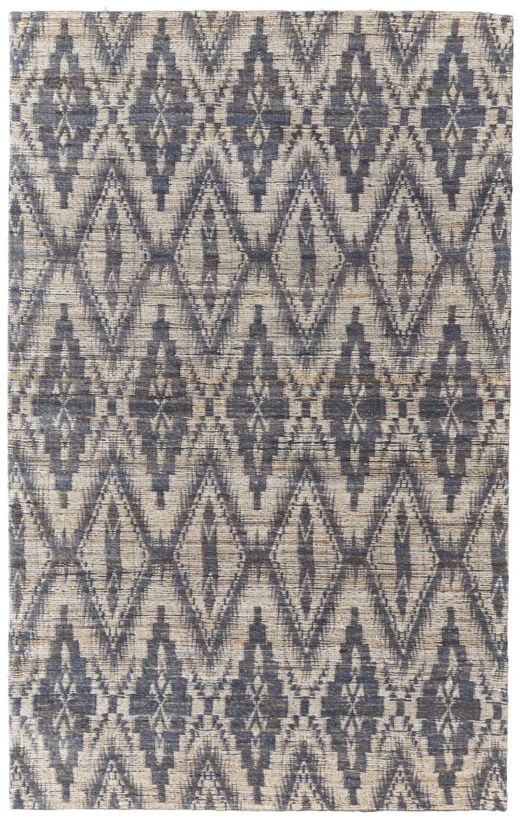 8' X 11' Tan and Gray Geometric Hand Woven Area Rug