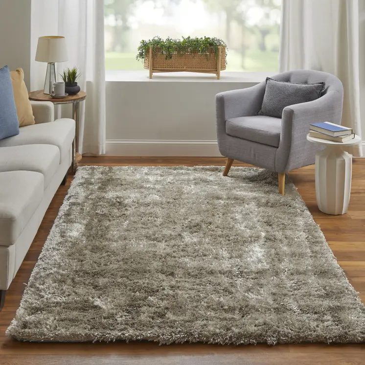 5' X 8' Gold Shag Hand Tufted Area Rug