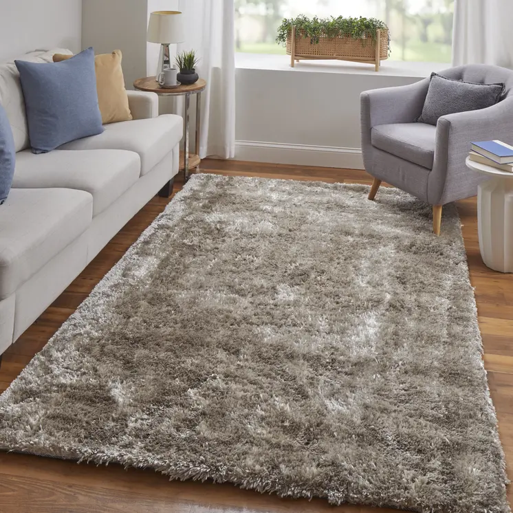 5' X 8' Gold Shag Hand Tufted Area Rug