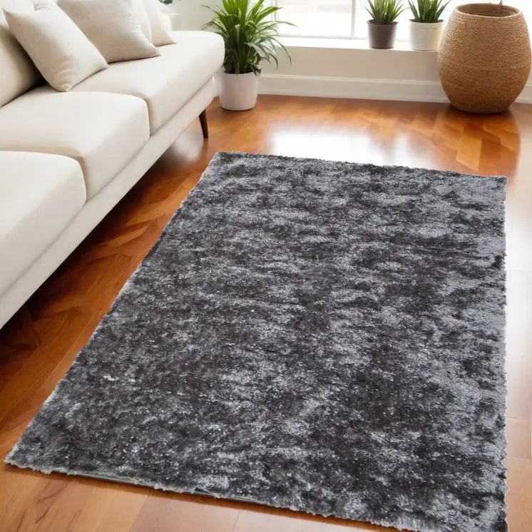 5' X 8' Gold Shag Hand Tufted Area Rug