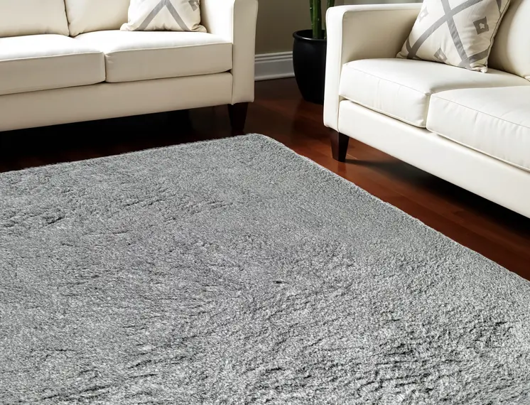 7' X 10' Gray Shag Hand Tufted Area Rug