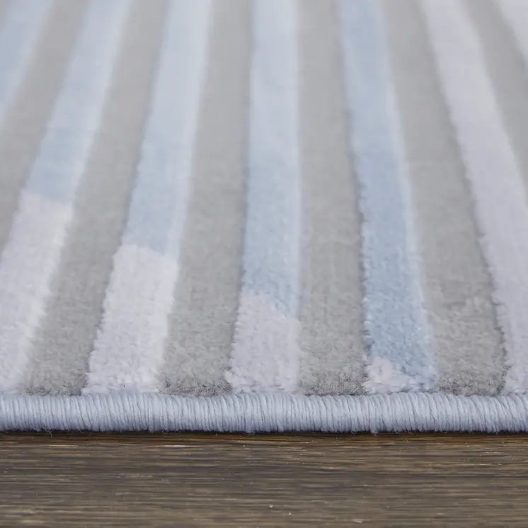 10' X 13' Blue White and Gray Geometric Power Loom Area Rug
