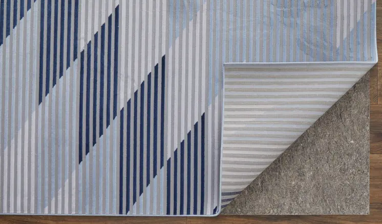 10' X 13' Blue White and Gray Geometric Power Loom Area Rug
