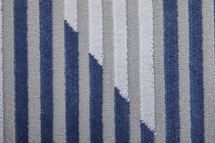 10' X 13' Blue White and Gray Geometric Power Loom Area Rug