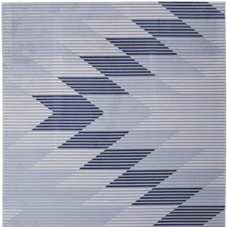 10' X 13' Blue White and Gray Geometric Power Loom Area Rug