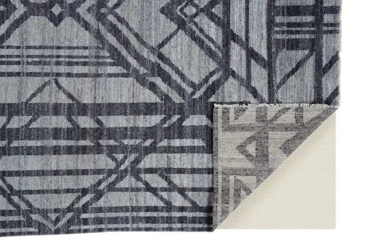 5' X 8' Gray Wool Geometric Hand Knotted Area Rug