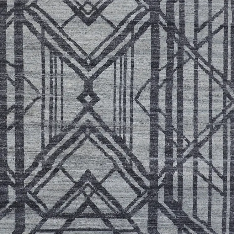 5' X 8' Gray Wool Geometric Hand Knotted Area Rug