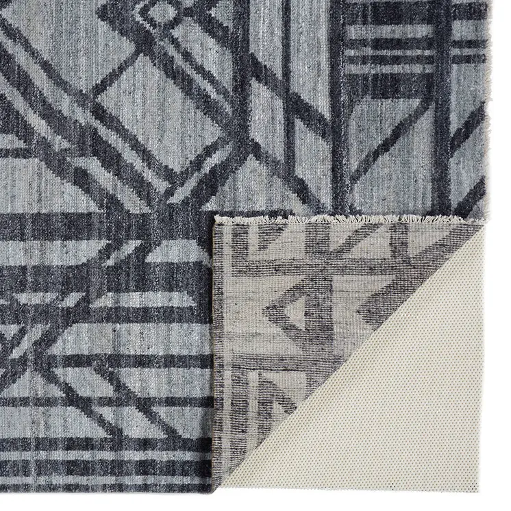 8' X 10' Gray Wool Geometric Hand Knotted Area Rug