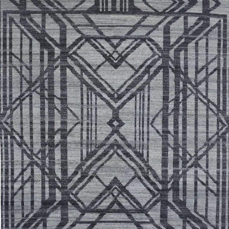 8' X 10' Gray Wool Geometric Hand Knotted Area Rug