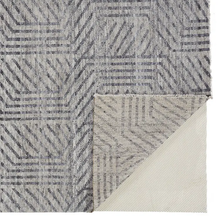 5' X 8' Tan and Gray Wool Geometric Hand Knotted Area Rug