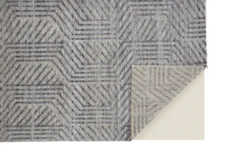 5' X 8' Tan and Gray Wool Geometric Hand Knotted Area Rug