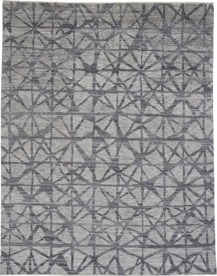 10' X 14' Gray Wool Geometric Hand Knotted Area Rug