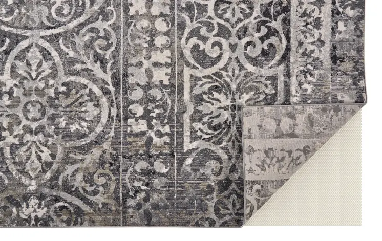 8' X 10' Taupe and Gray Abstract Power Loom Worn Faded Area Rug