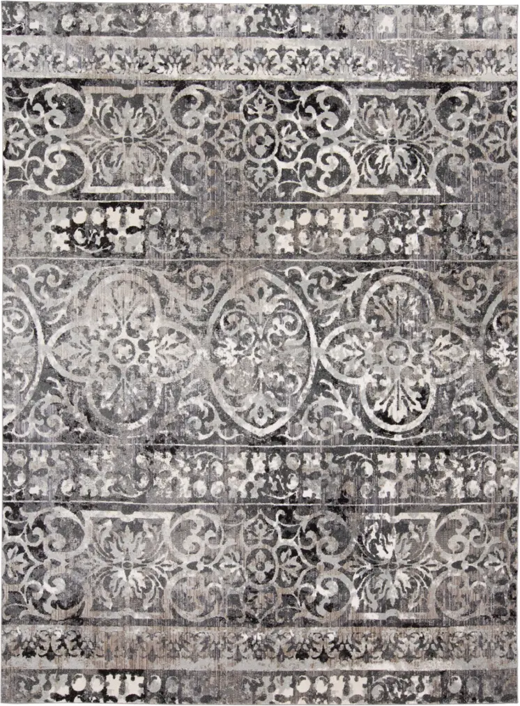 8' X 10' Taupe and Gray Abstract Power Loom Worn Faded Area Rug