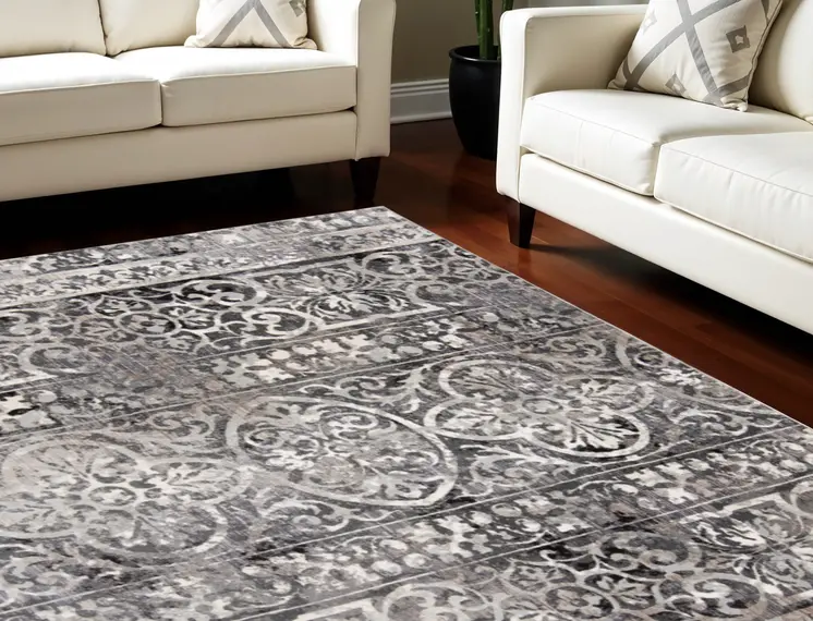 8' X 10' Taupe and Gray Abstract Power Loom Worn Faded Area Rug