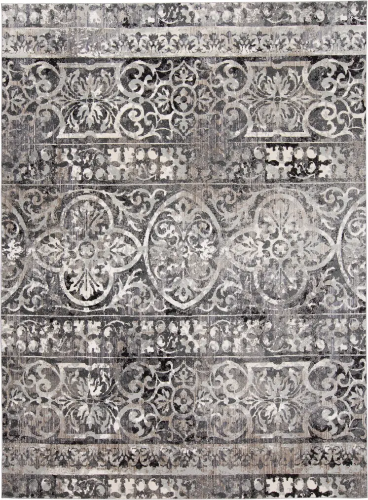 8' X 10' Taupe and Gray Abstract Power Loom Worn Faded Area Rug