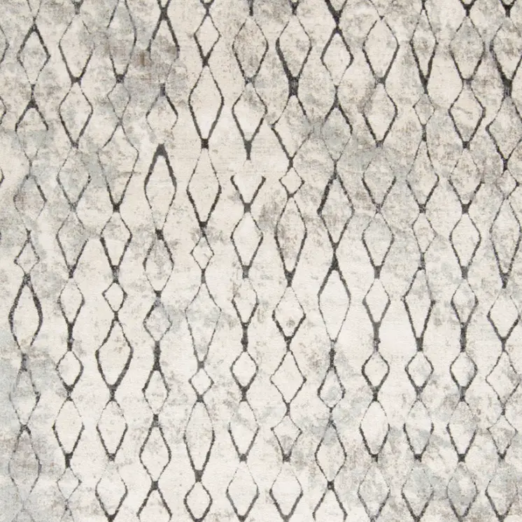 8' X 10' Gray and Ivory Geometric Power Loom Worn Faded Area Rug