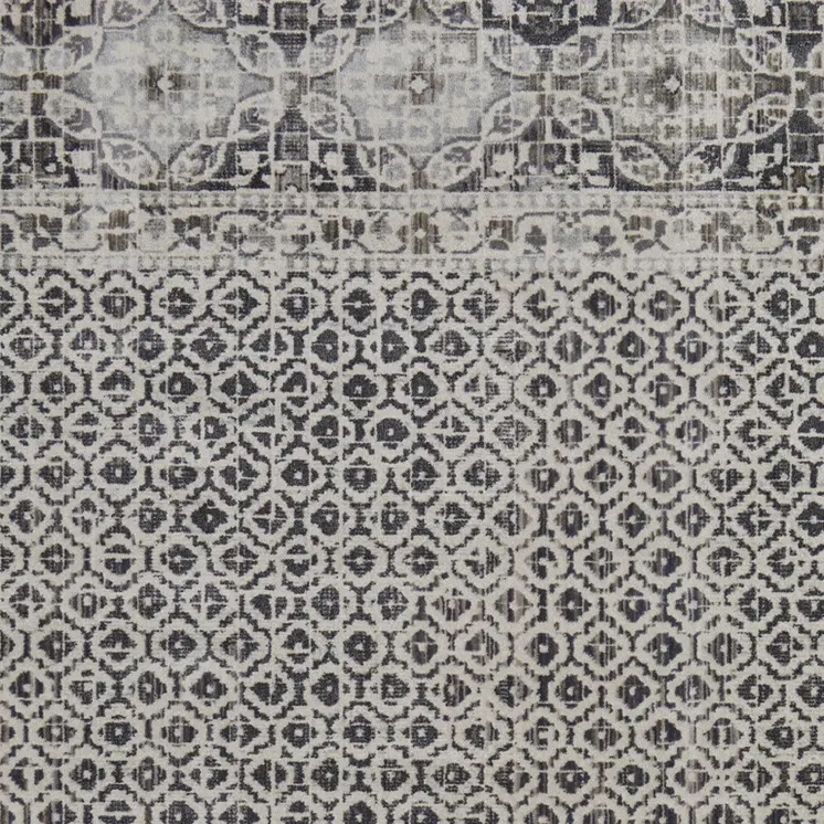 8' X 10' Gray Ivory and Taupe Abstract Power Loom Worn Faded Area Rug