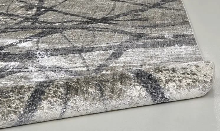 8' X 10' Gray and Ivory Abstract Power Loom Area Rug