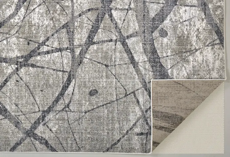 8' X 10' Gray and Ivory Abstract Power Loom Area Rug