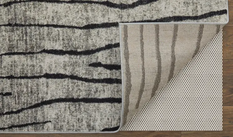 7' X 10' Gray and Black Abstract Power Loom Area Rug
