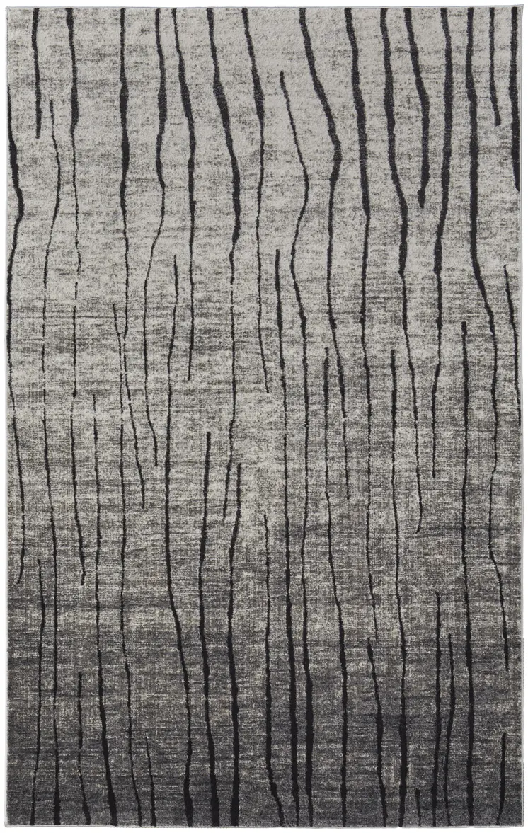 7' X 10' Gray and Black Abstract Power Loom Area Rug