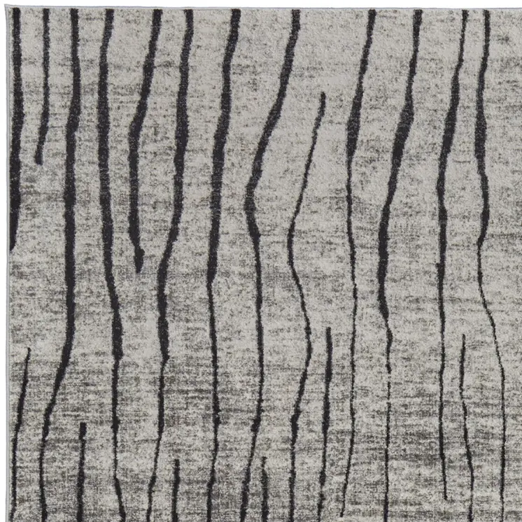 8' X 10' Gray and Black Abstract Power Loom Area Rug