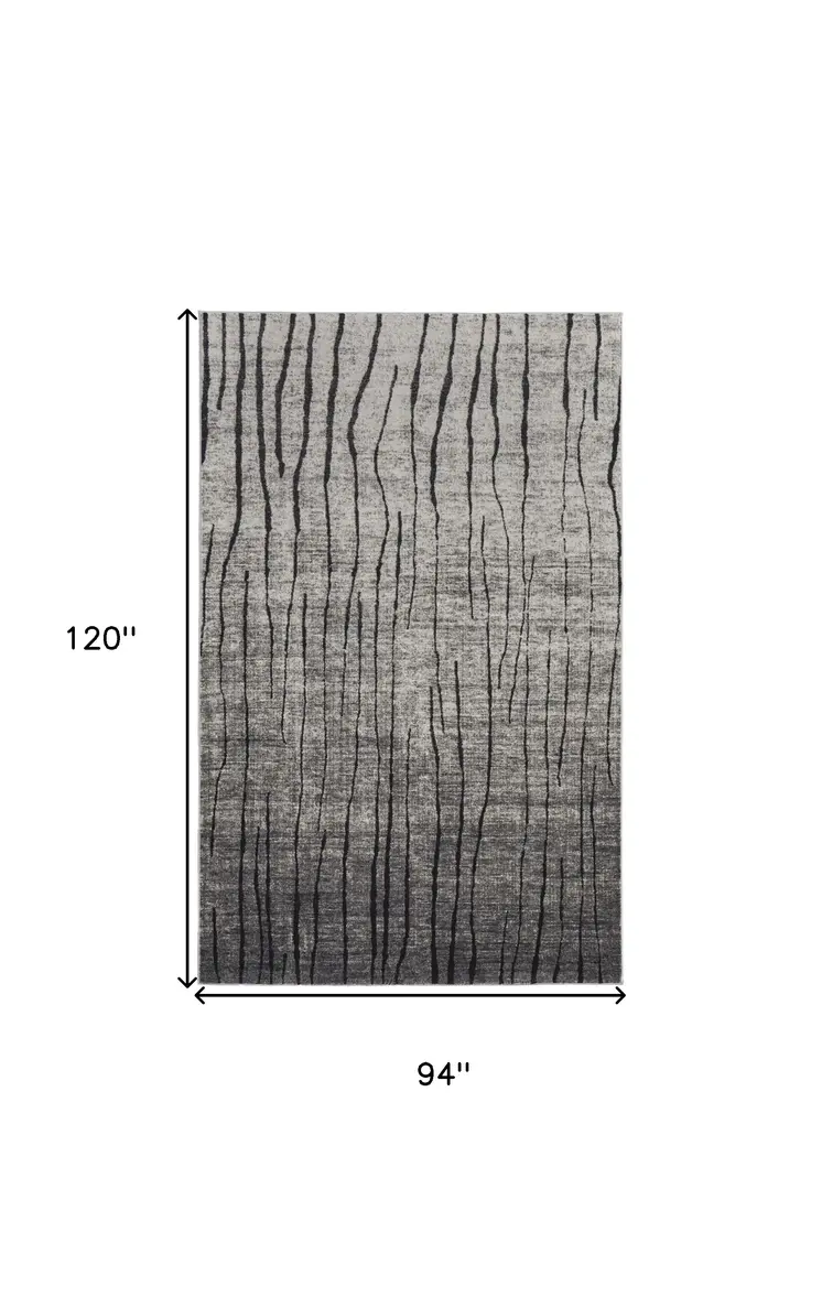 8' X 10' Gray and Black Abstract Power Loom Area Rug