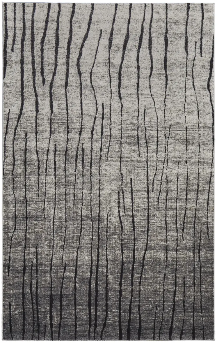 8' X 10' Gray and Black Abstract Power Loom Area Rug