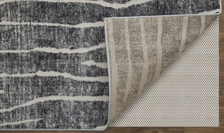 8' X 10' Ivory Gray and Black Abstract Power Loom Area Rug