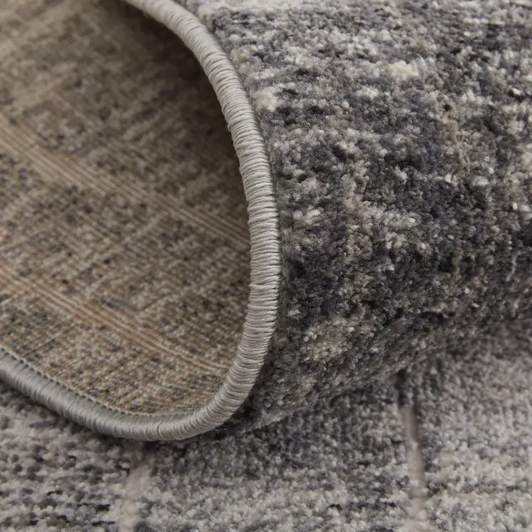 8' X 10' Ivory Gray and Black Abstract Power Loom Area Rug